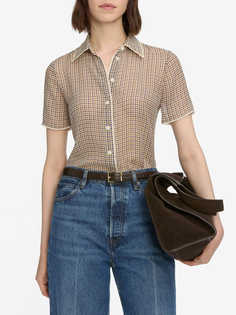 Frame The Silk Check Shirt In Houndstooth Multi