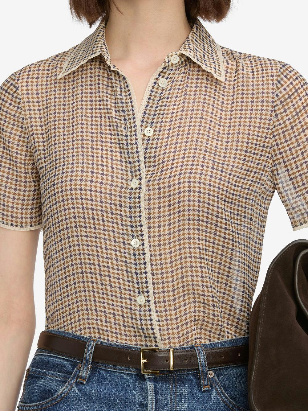 Frame The Silk Check Shirt In Houndstooth Multi