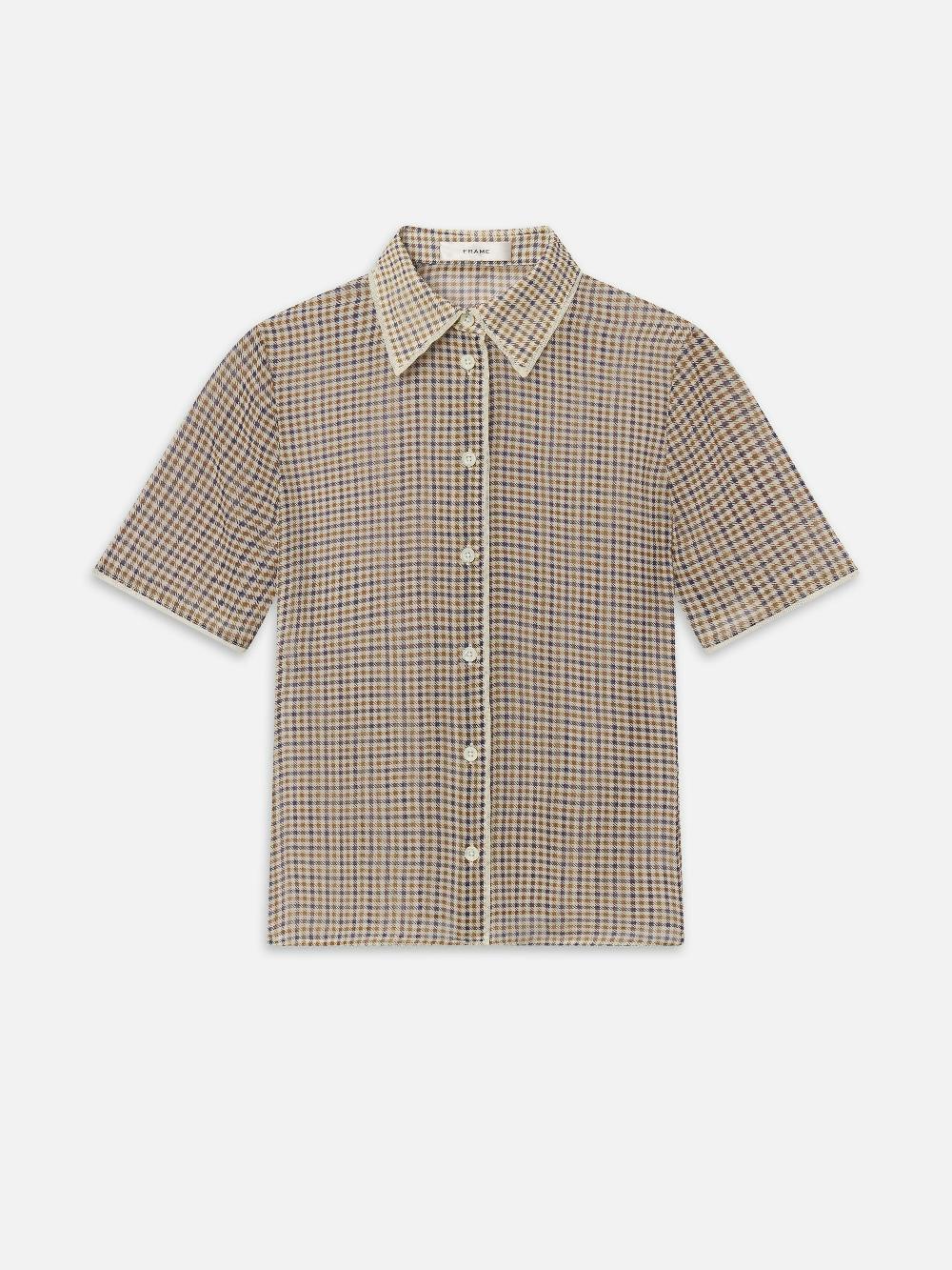 frame The Silk Check Shirt in Houndstooth Multi