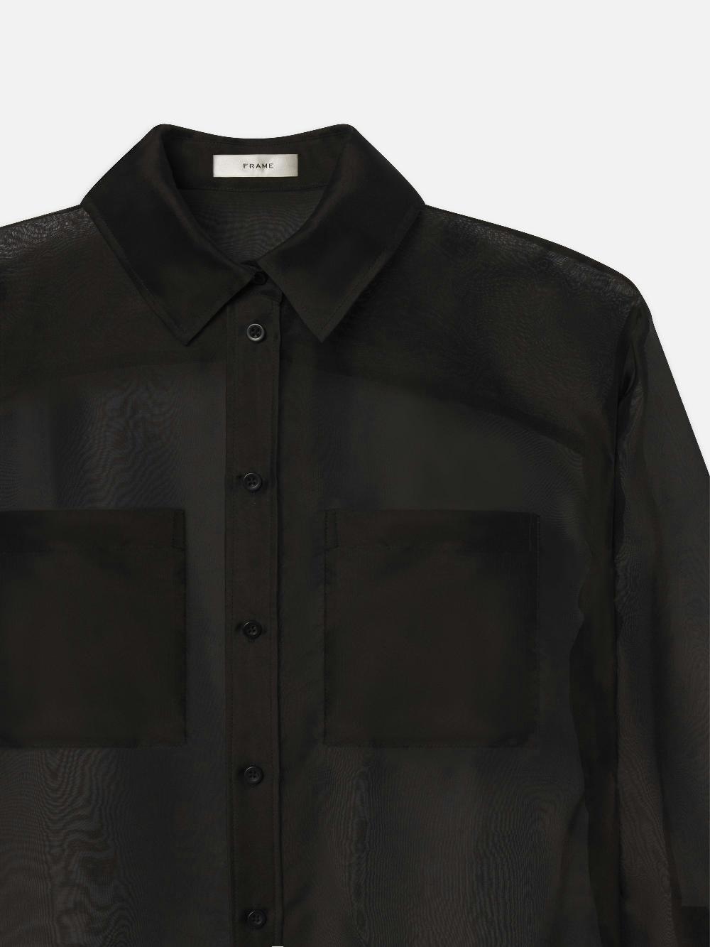 Frame The Silk Organza Shirt In Black