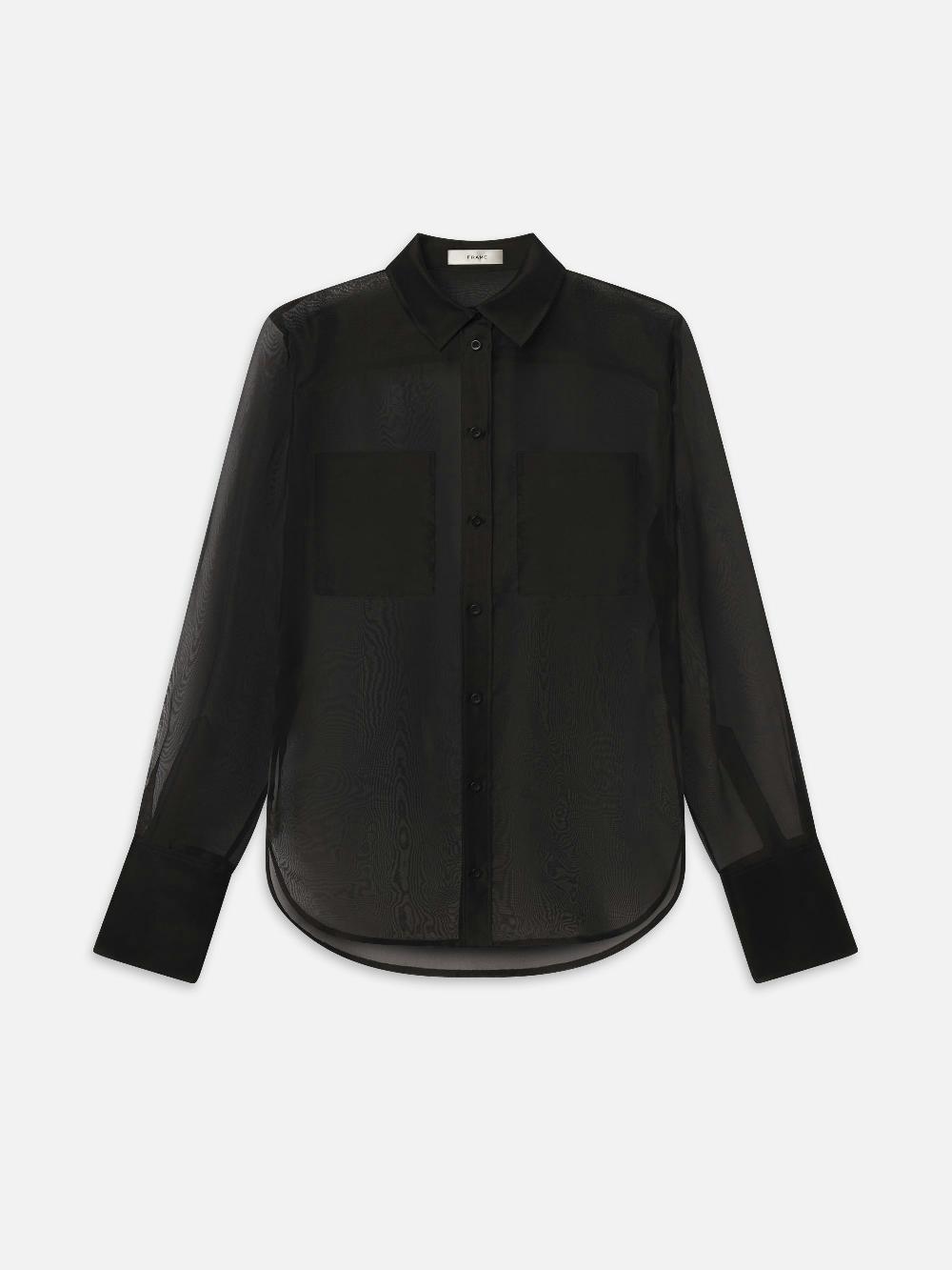 frame The Silk Organza Shirt in Black