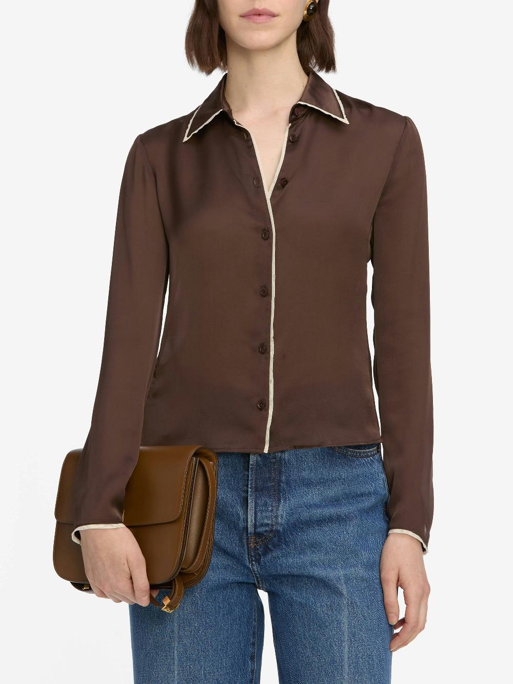 Frame The Slim Essential Shirt In Coffee Multi