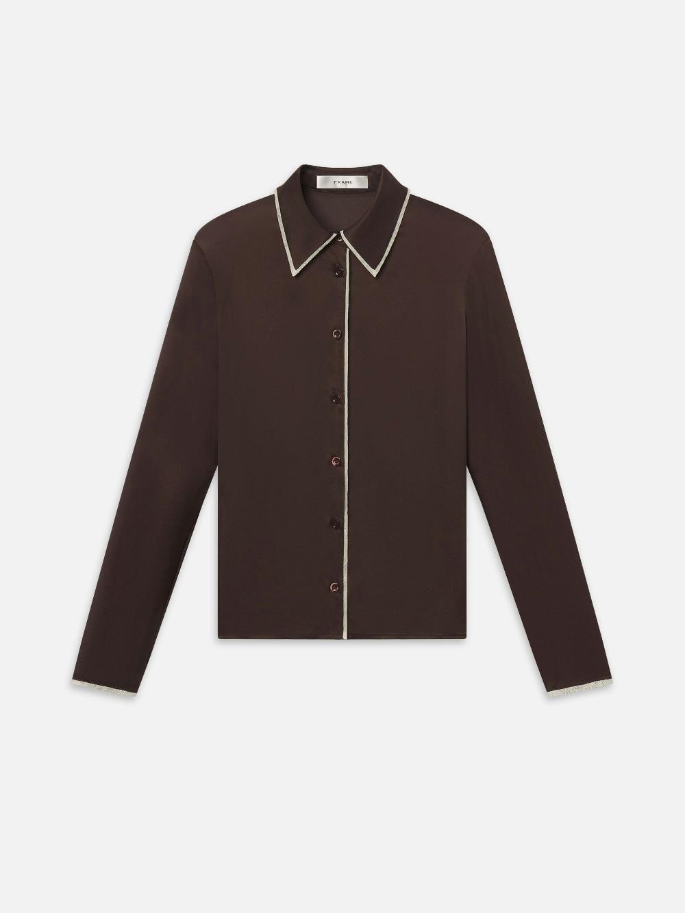 frame The Slim Essential Shirt in Coffee Multi