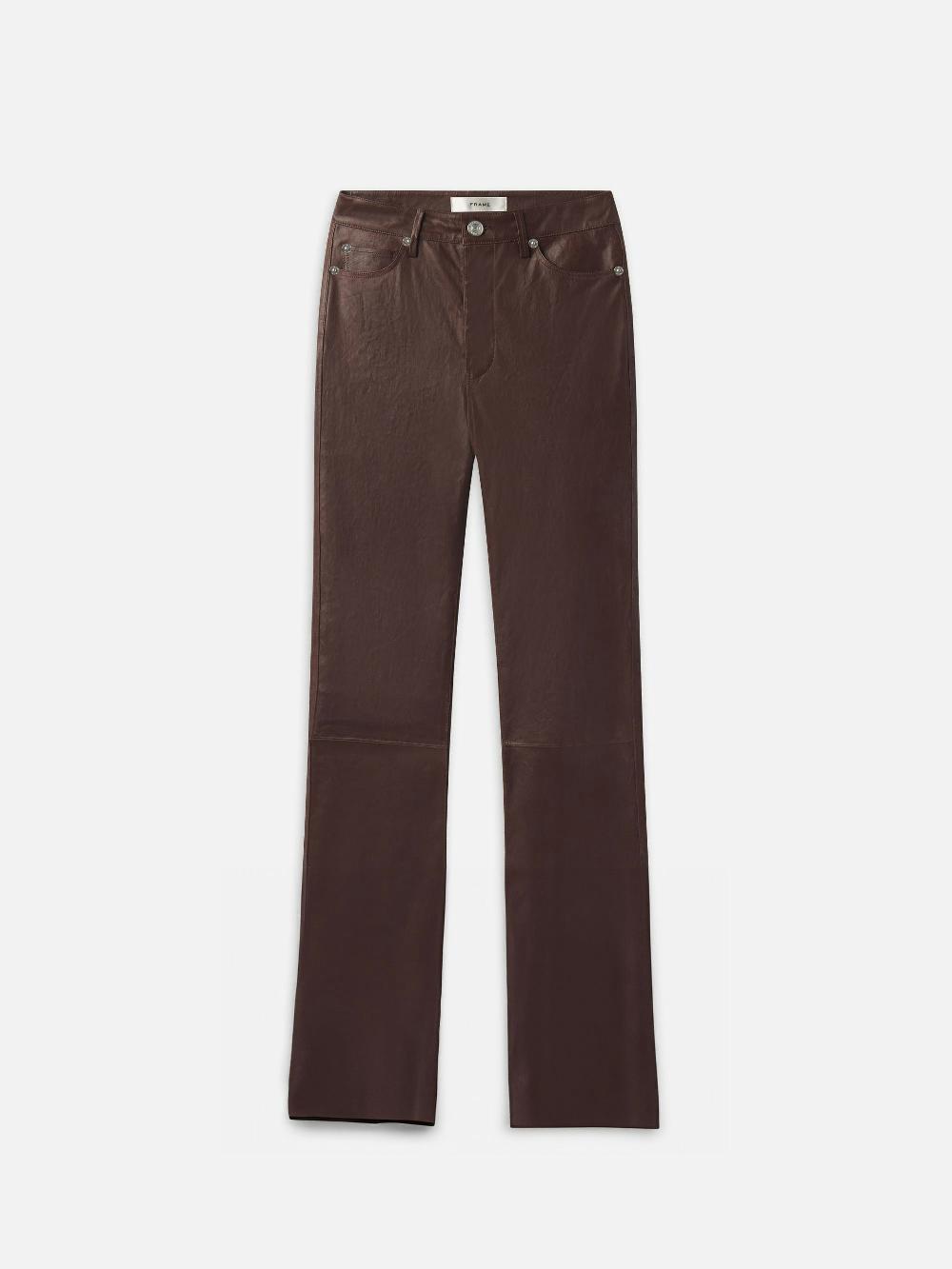 frame The Slim Stacked Leather Pant in Espresso