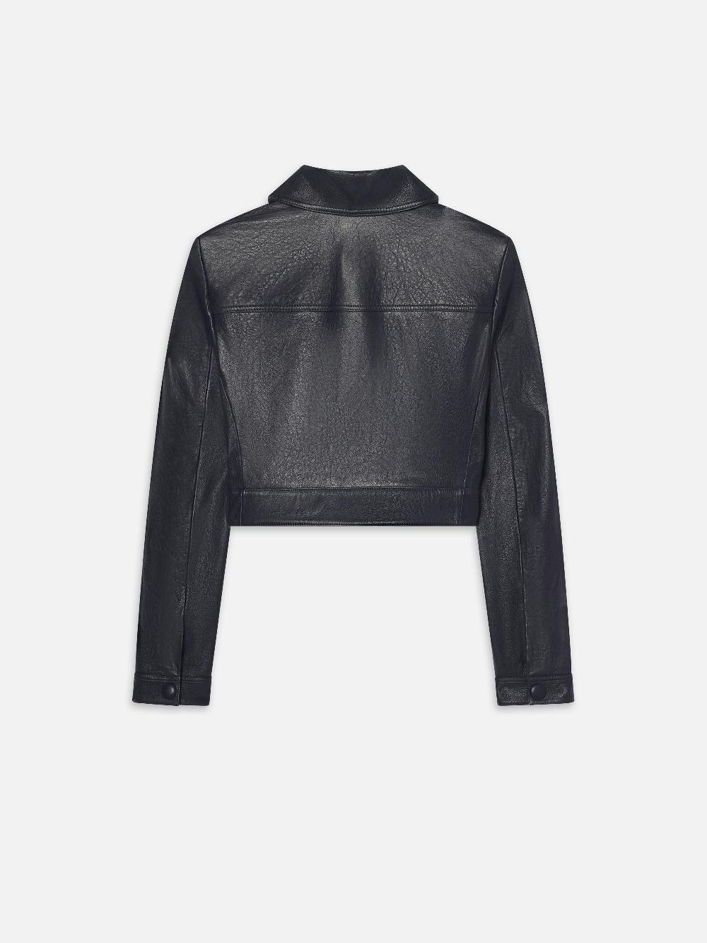 Frame The Small Leather Jacket In Dark Indigo