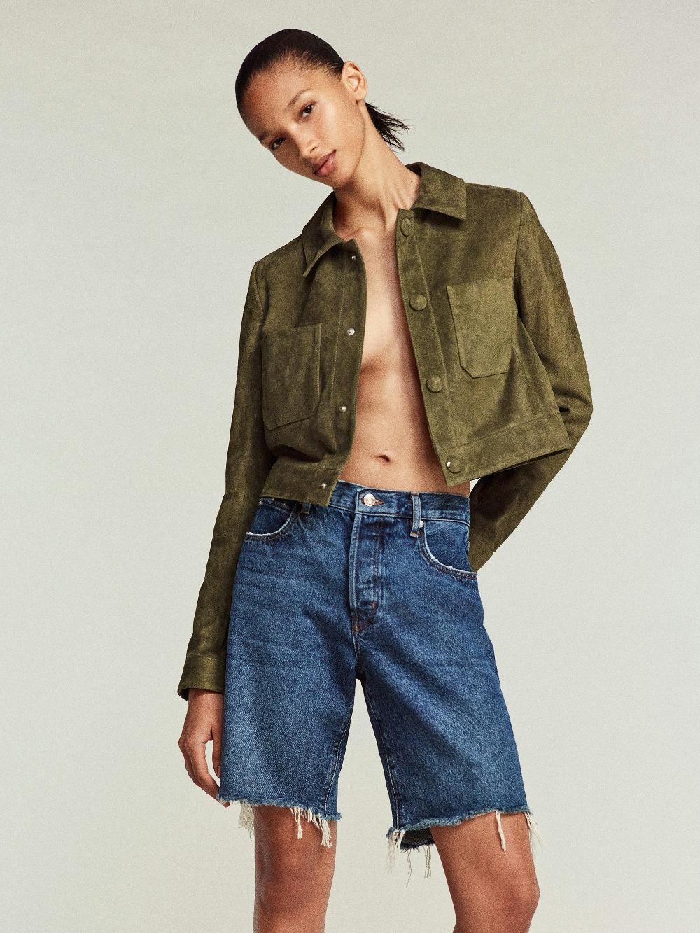 Frame The Small Suede Jacket In Cypress