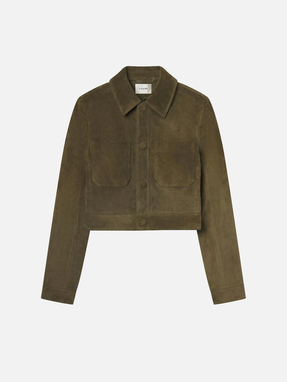 frame The Small Suede Jacket in Cypress