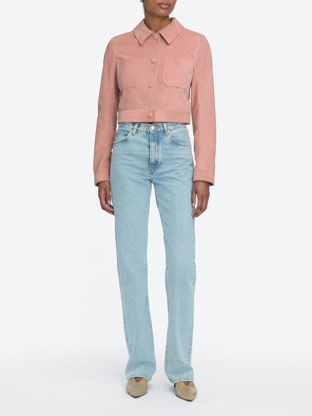 Frame The Small Suede Jacket In Flamingo