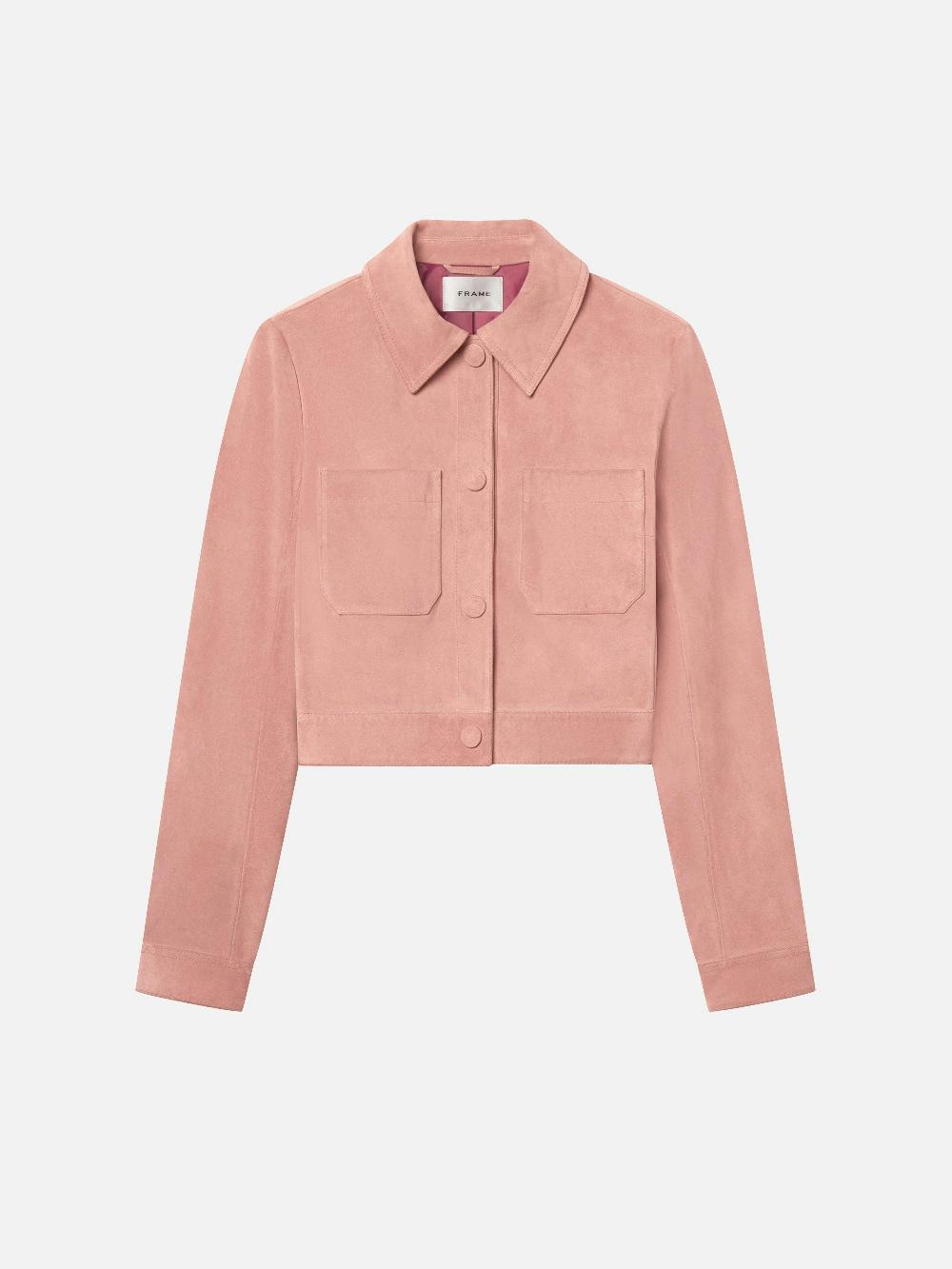 frame The Small Suede Jacket in Flamingo