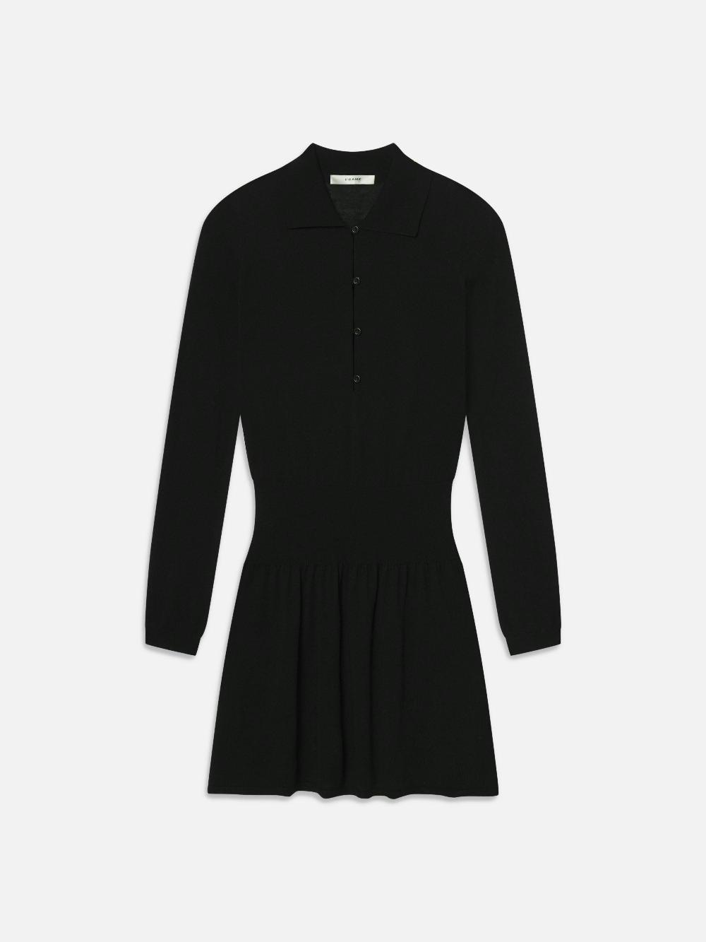 frame The Smart Polo Dress in Black