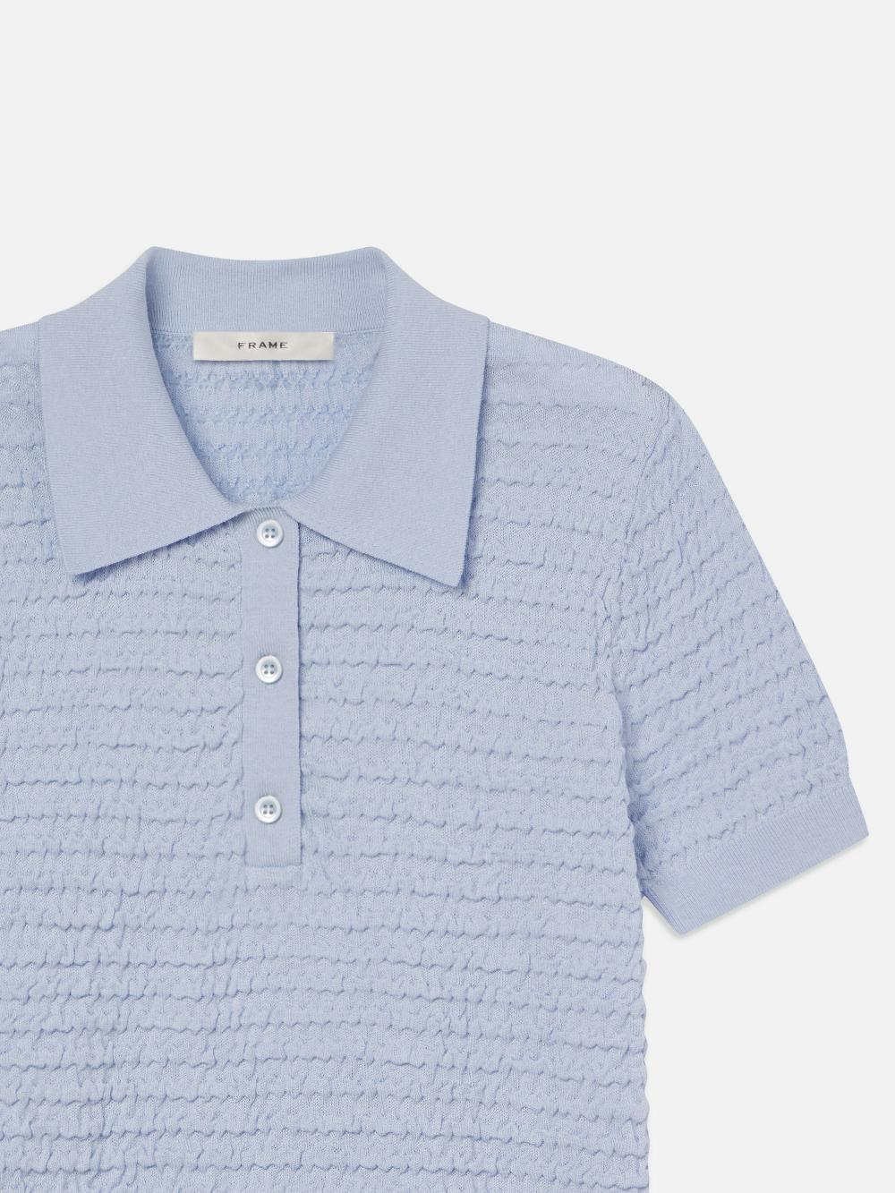 Frame The Smocked Polo In Light Chambray