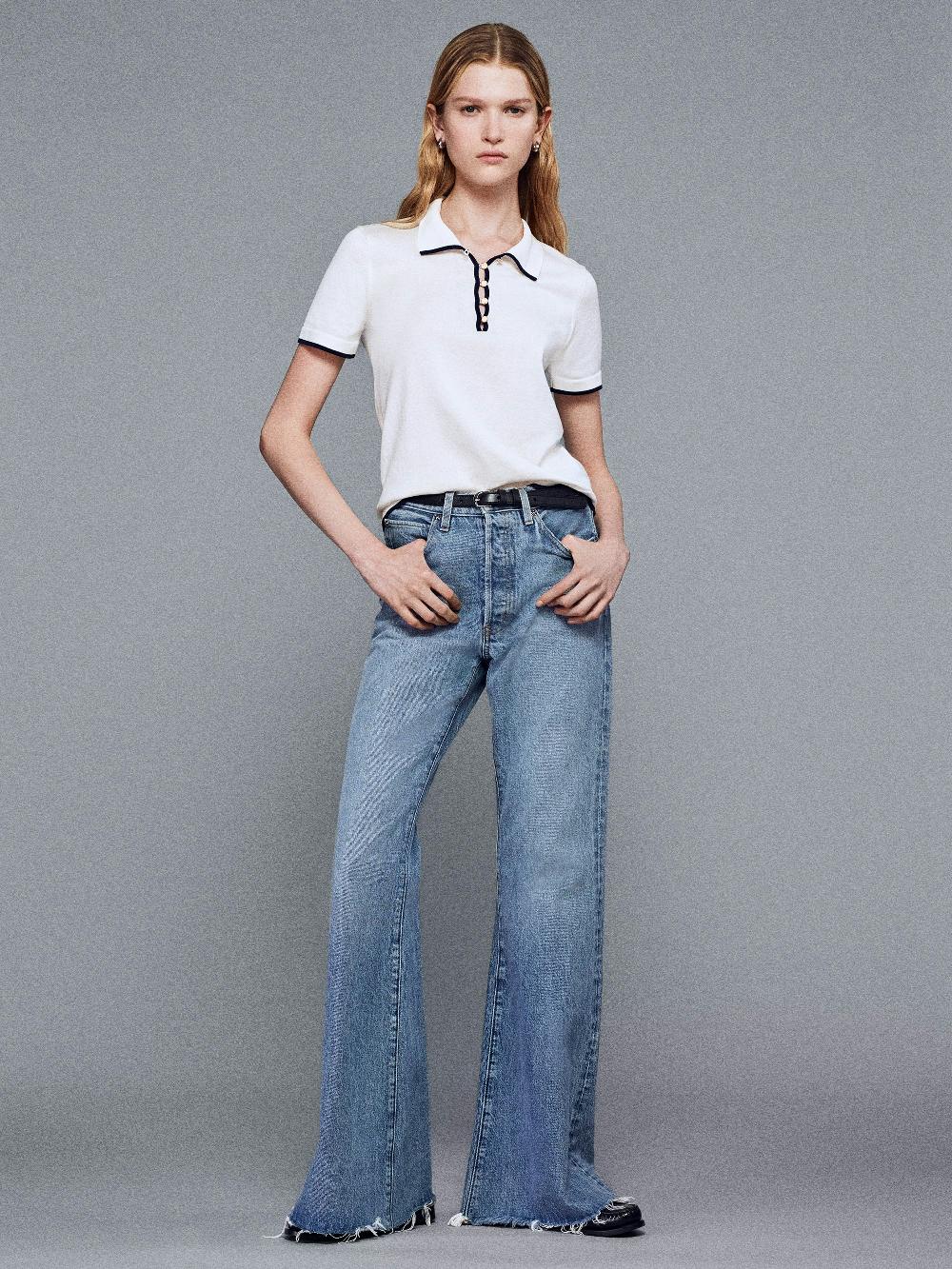 Frame The Sport Polo In Cream Multi