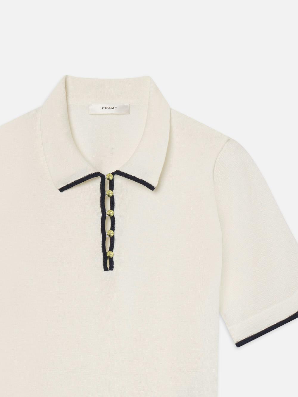 Frame The Sport Polo In Cream Multi