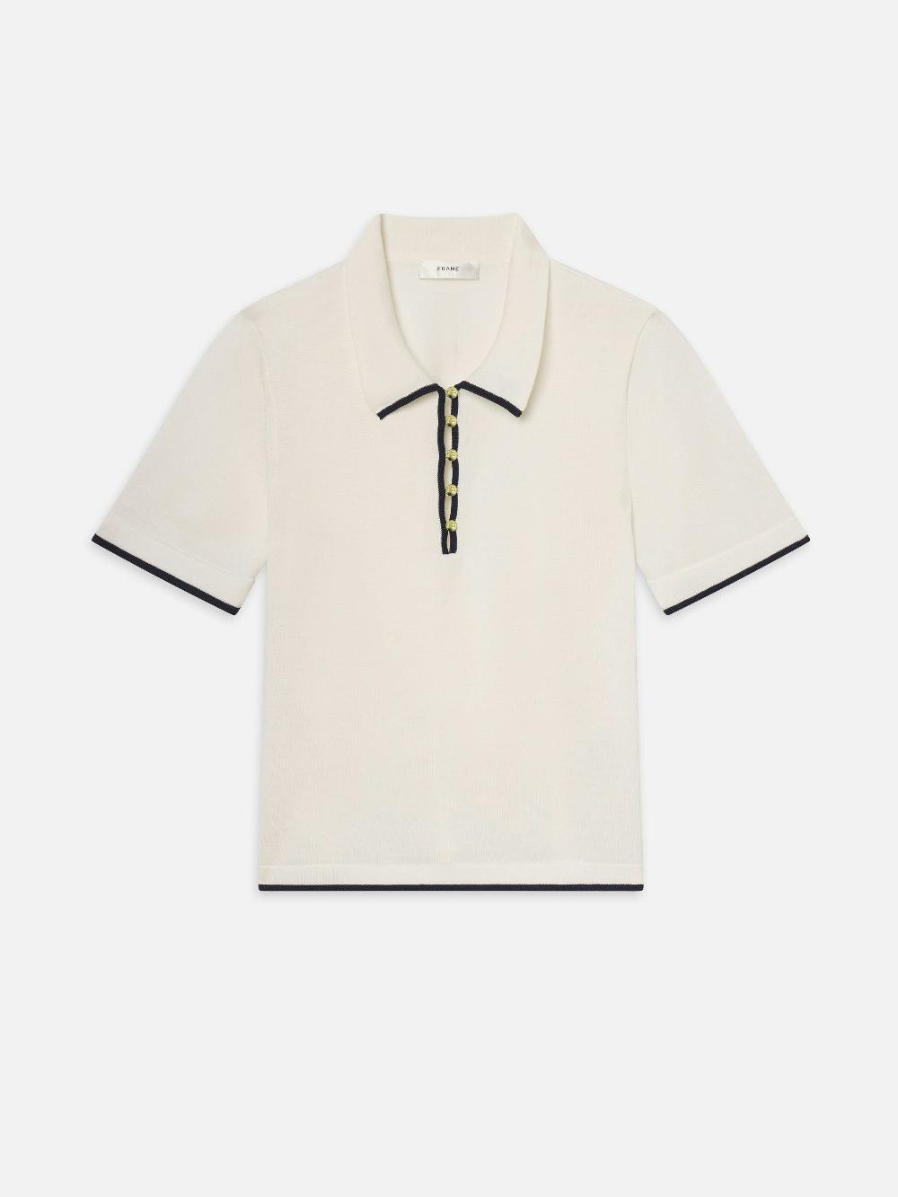 frame The Sport Polo in Cream Multi