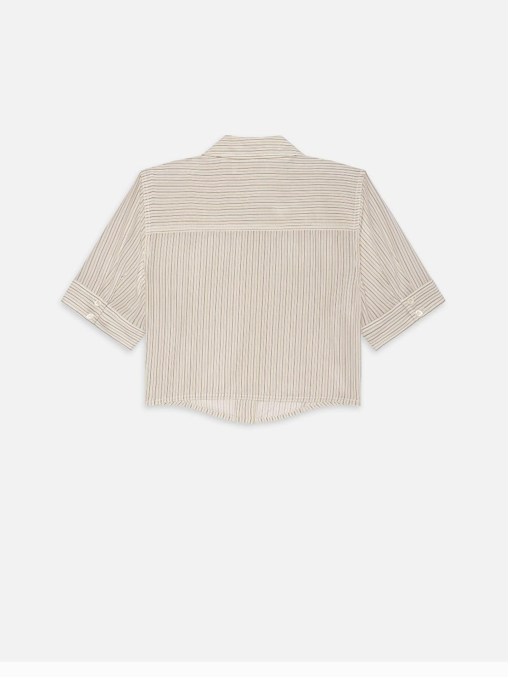 Frame The Stripe Utility Shirt In Cream Multi