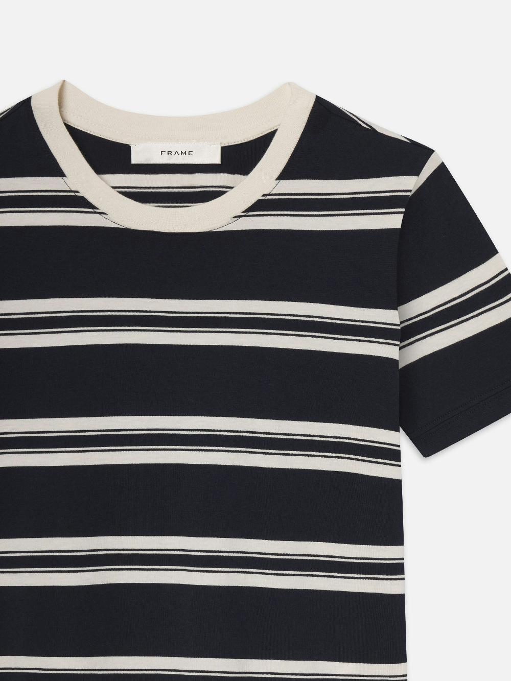 Frame The Striped Baby Tee In Navy Multi