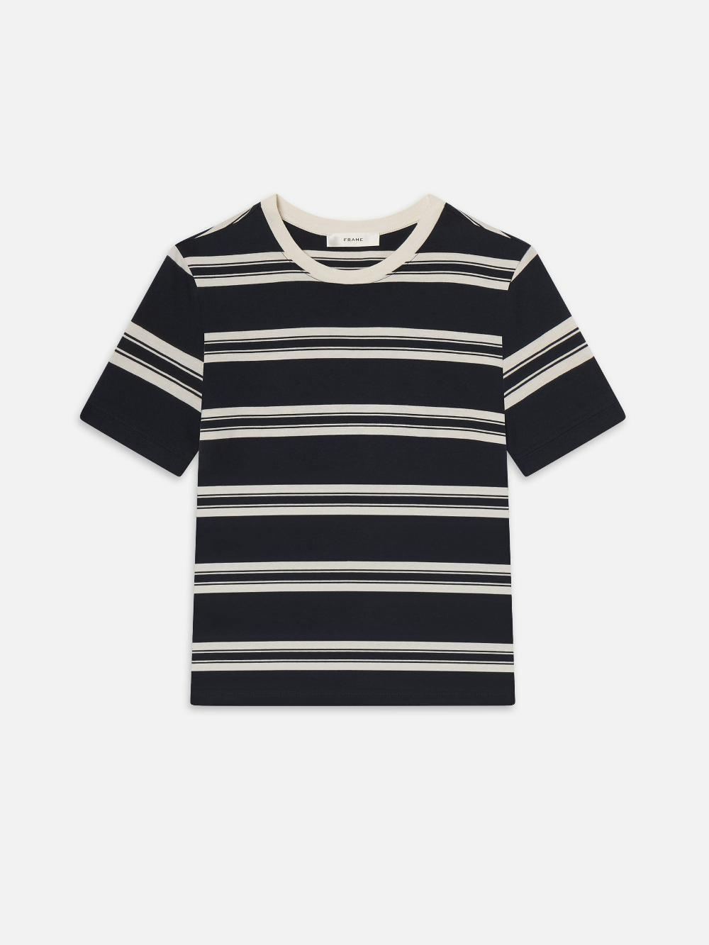 frame The Striped Baby Tee in Navy Multi