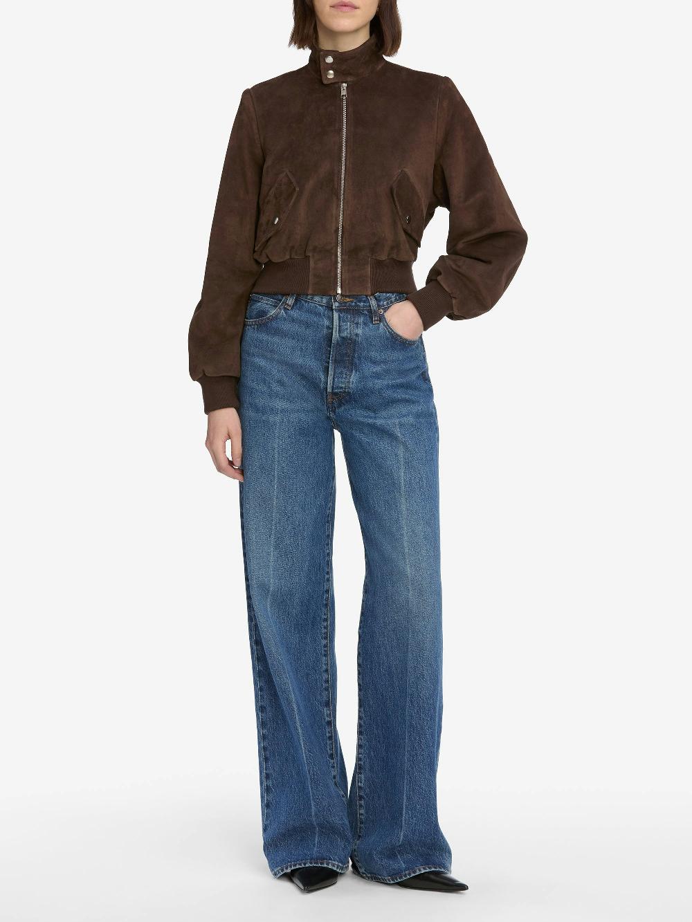 Frame The Suede Harrington Jacket In Coffee