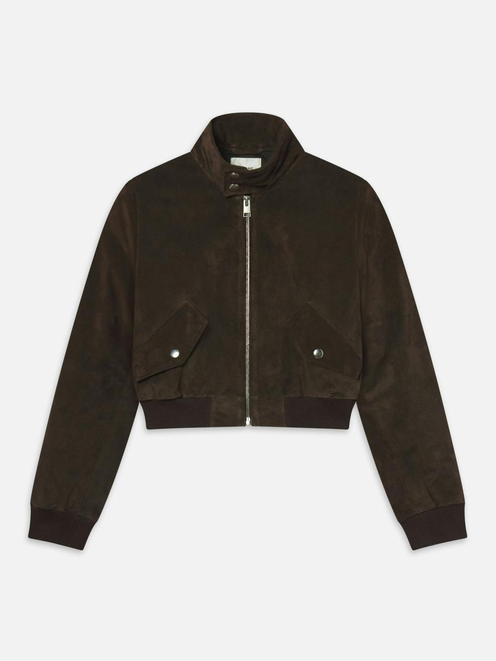frame The Suede Harrington Jacket in Coffee