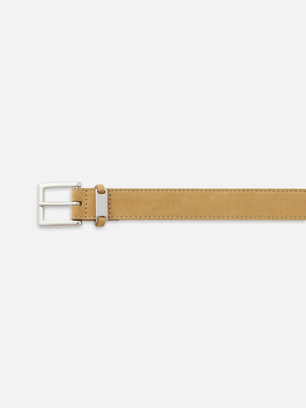 Frame The Suede Square Buckle Belt In Light Camel