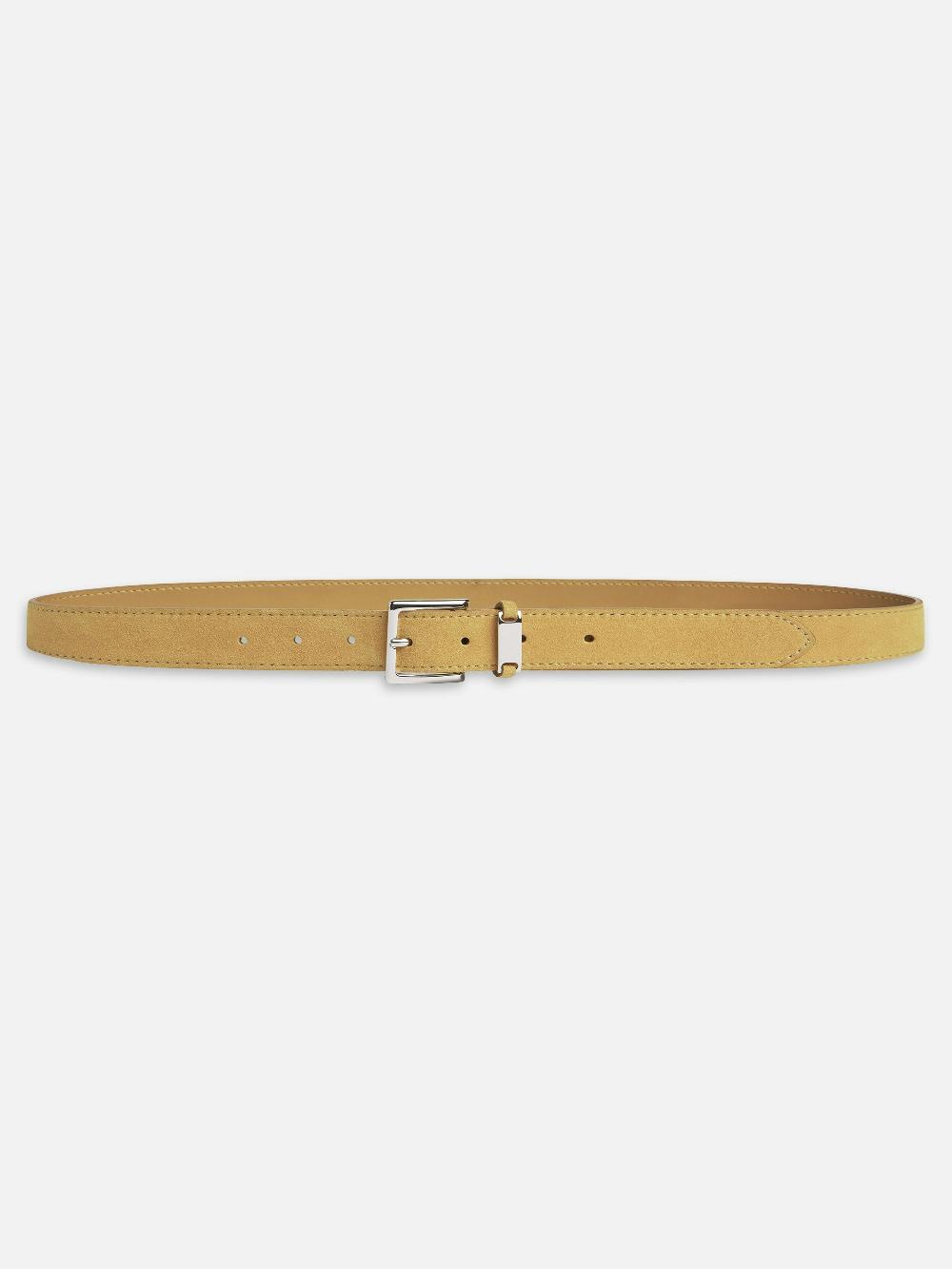 frame The Suede Square Buckle Belt in Light Camel