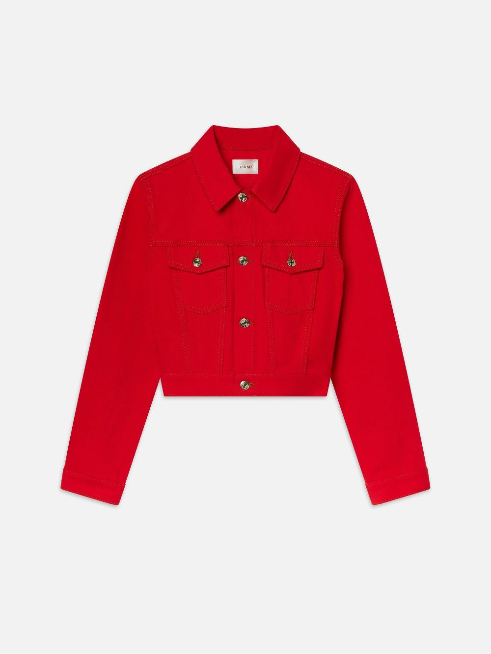 frame The Tailored Denim Jacket in Herrera Red