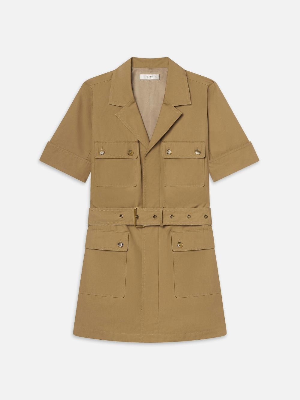 frame The Utility Dress in Khaki Tan