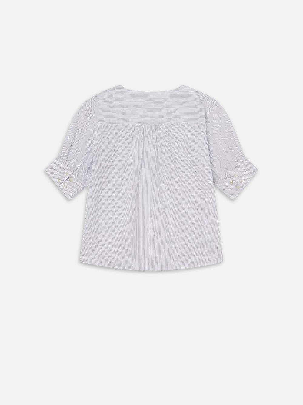 Frame The V-Neck Popover In Steel Blue Multi