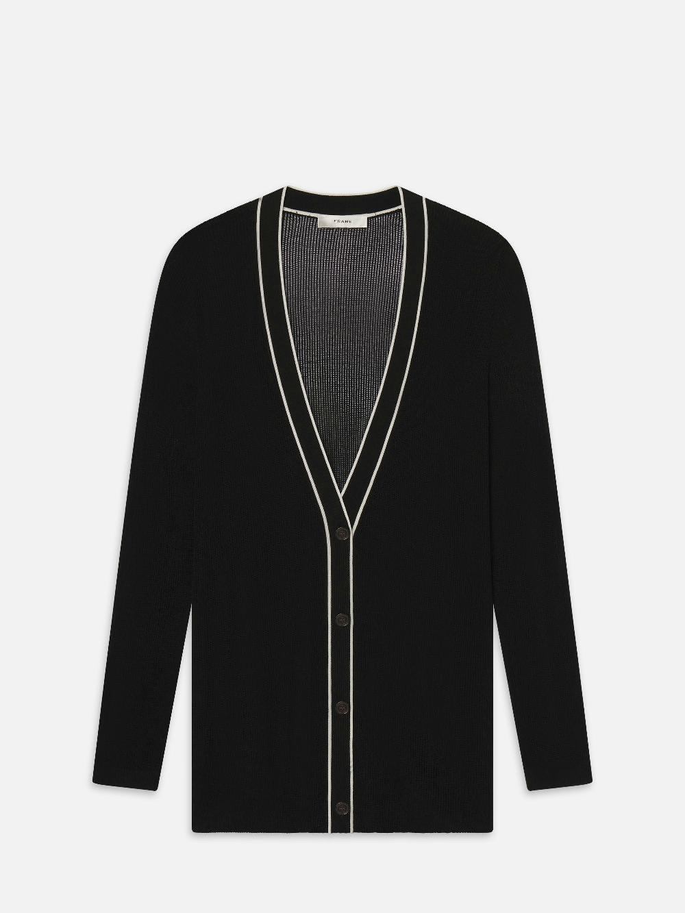 frame The Varsity Cardigan in Black Multi