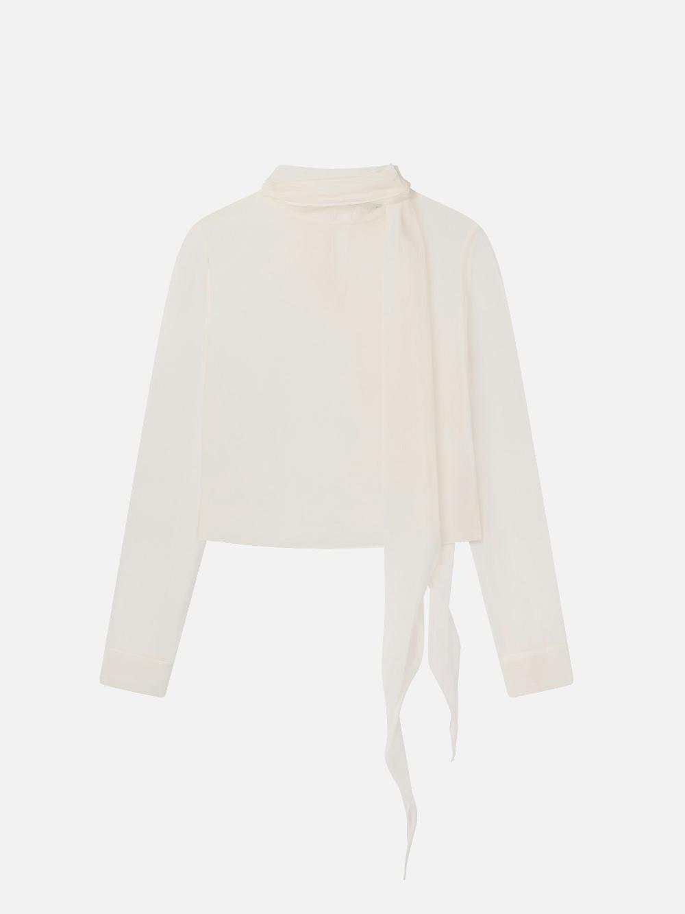 frame The Wisp Tie Blouse in Cream