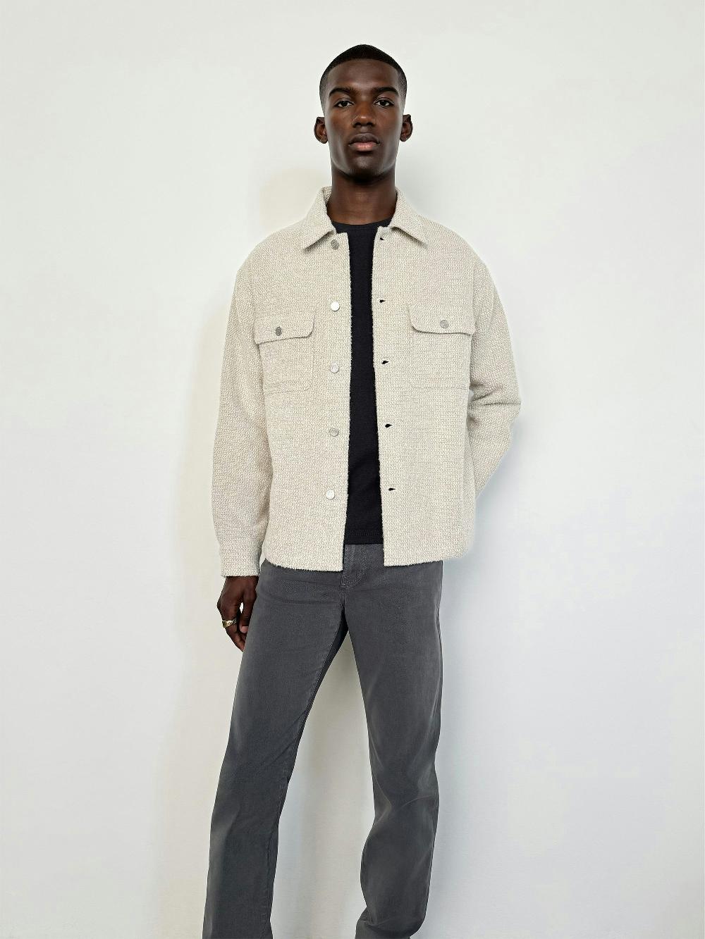 Frame Tweed Overshirt Jacket In Dove Tweed