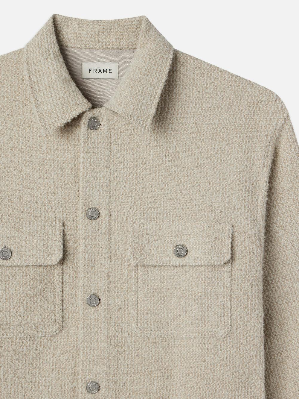 Frame Tweed Overshirt Jacket In Dove Tweed