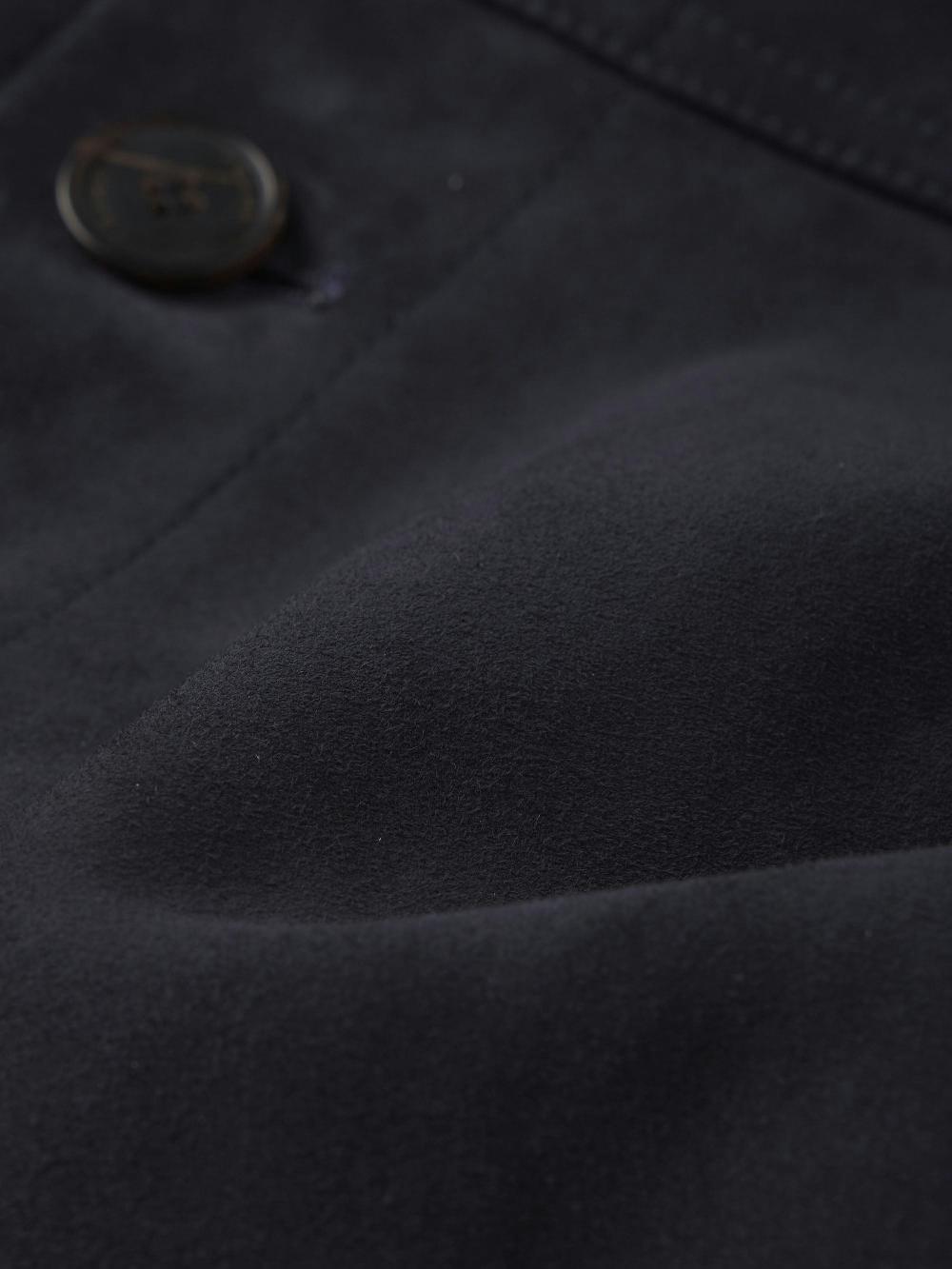 Frame Unlined Suede Chore Coat In Dark Navy