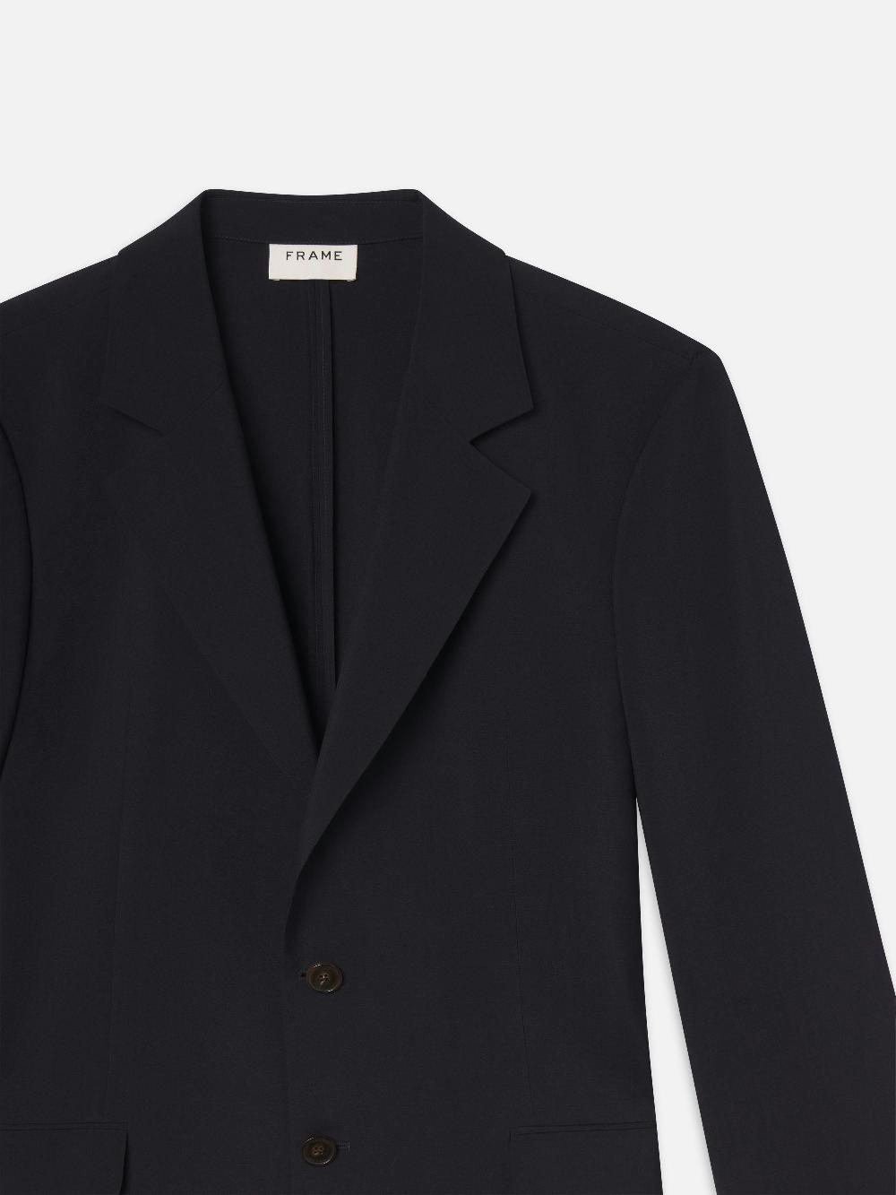 Frame Unlined Wool Blazer In Dark Navy
