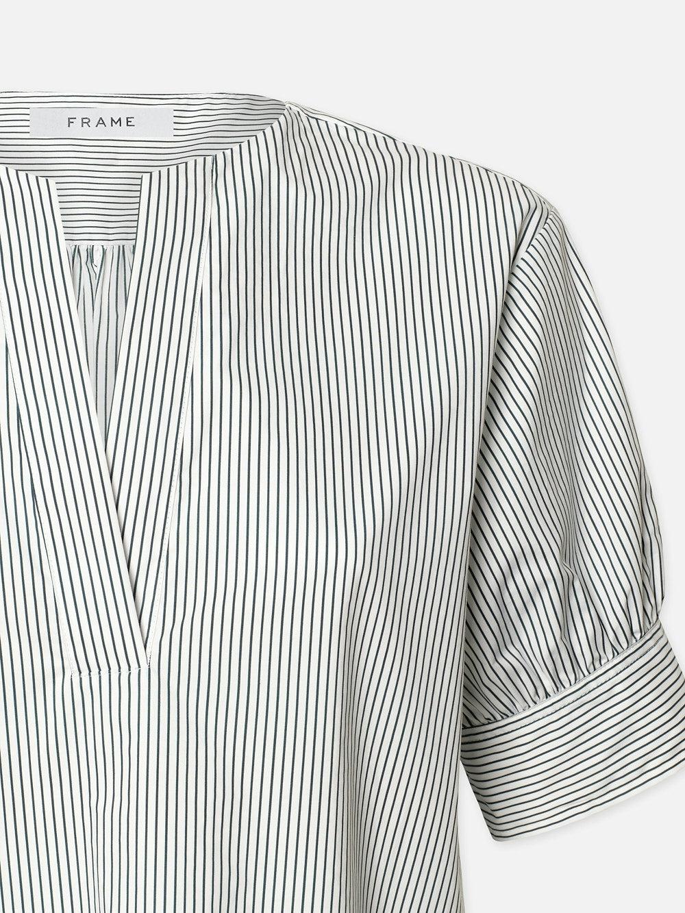 Frame V-Neck Popover Top In Navy Multi