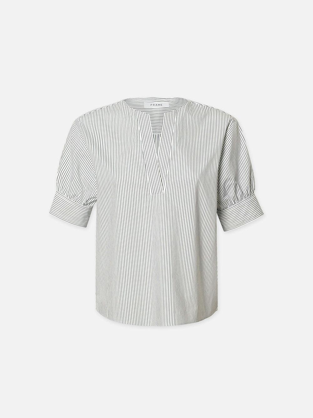 frame V-Neck Popover Top in Navy Multi