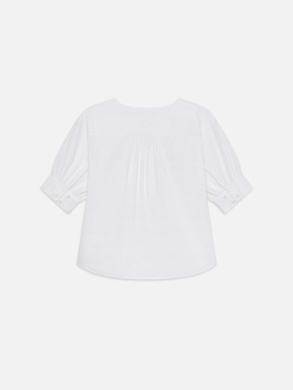 Frame V-Neck Popover Top In White