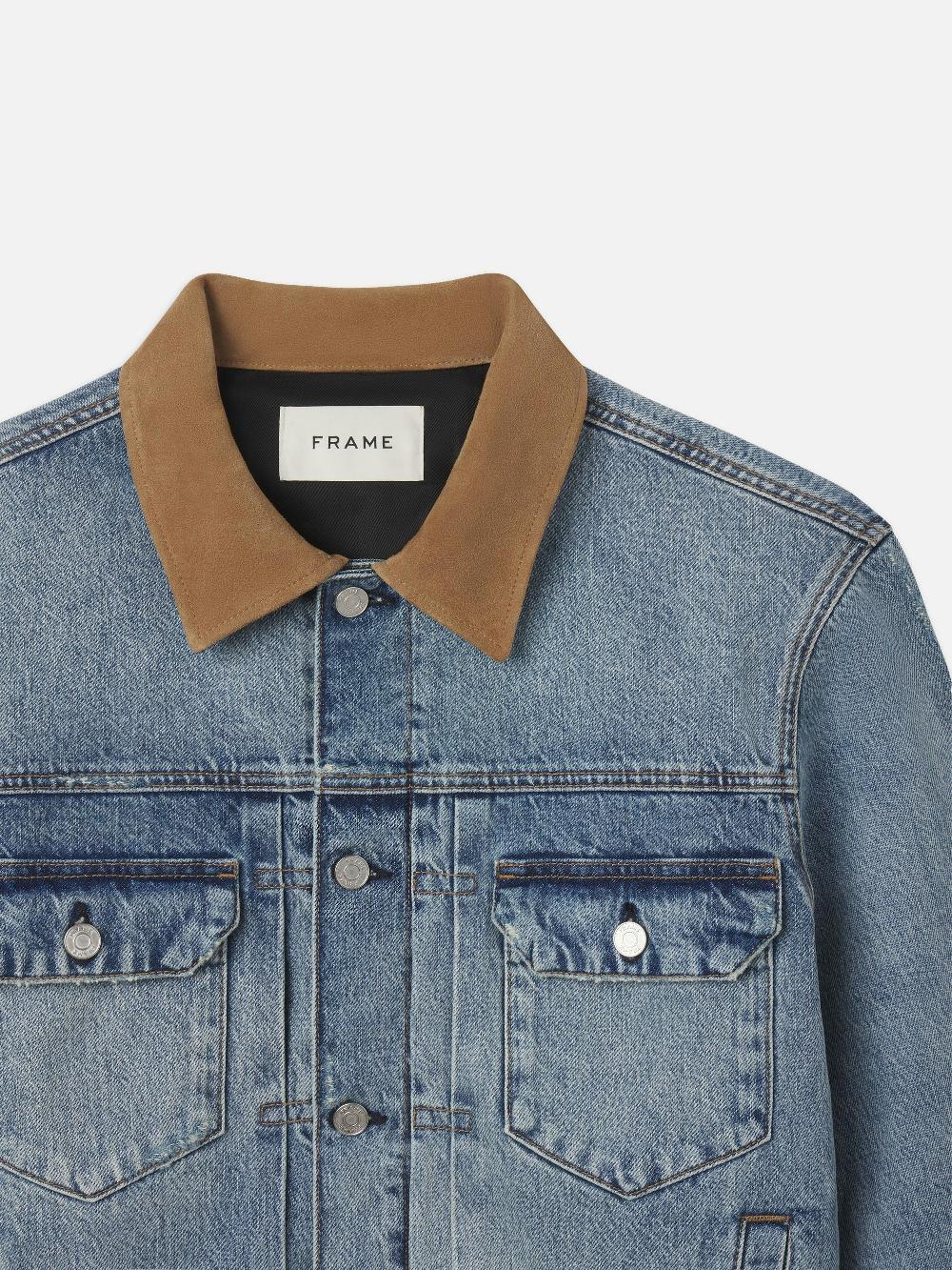Frame Vintage Denim Jacket In Blue Beach Rips