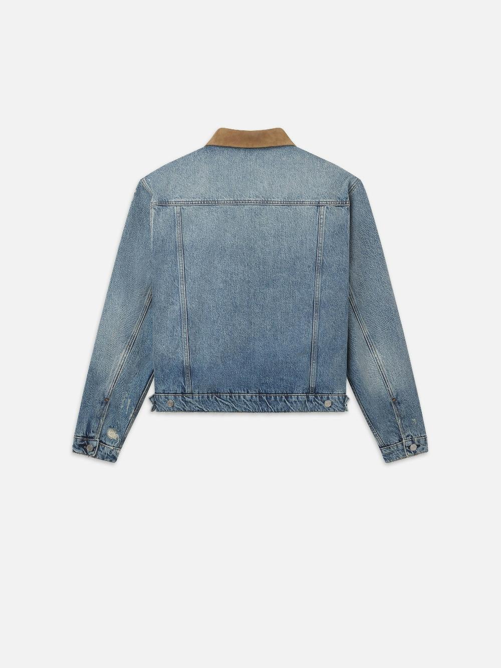 Frame Vintage Denim Jacket In Blue Beach Rips