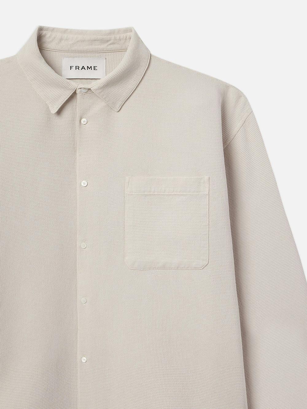 Frame Waffle Textured Shirt In Off White