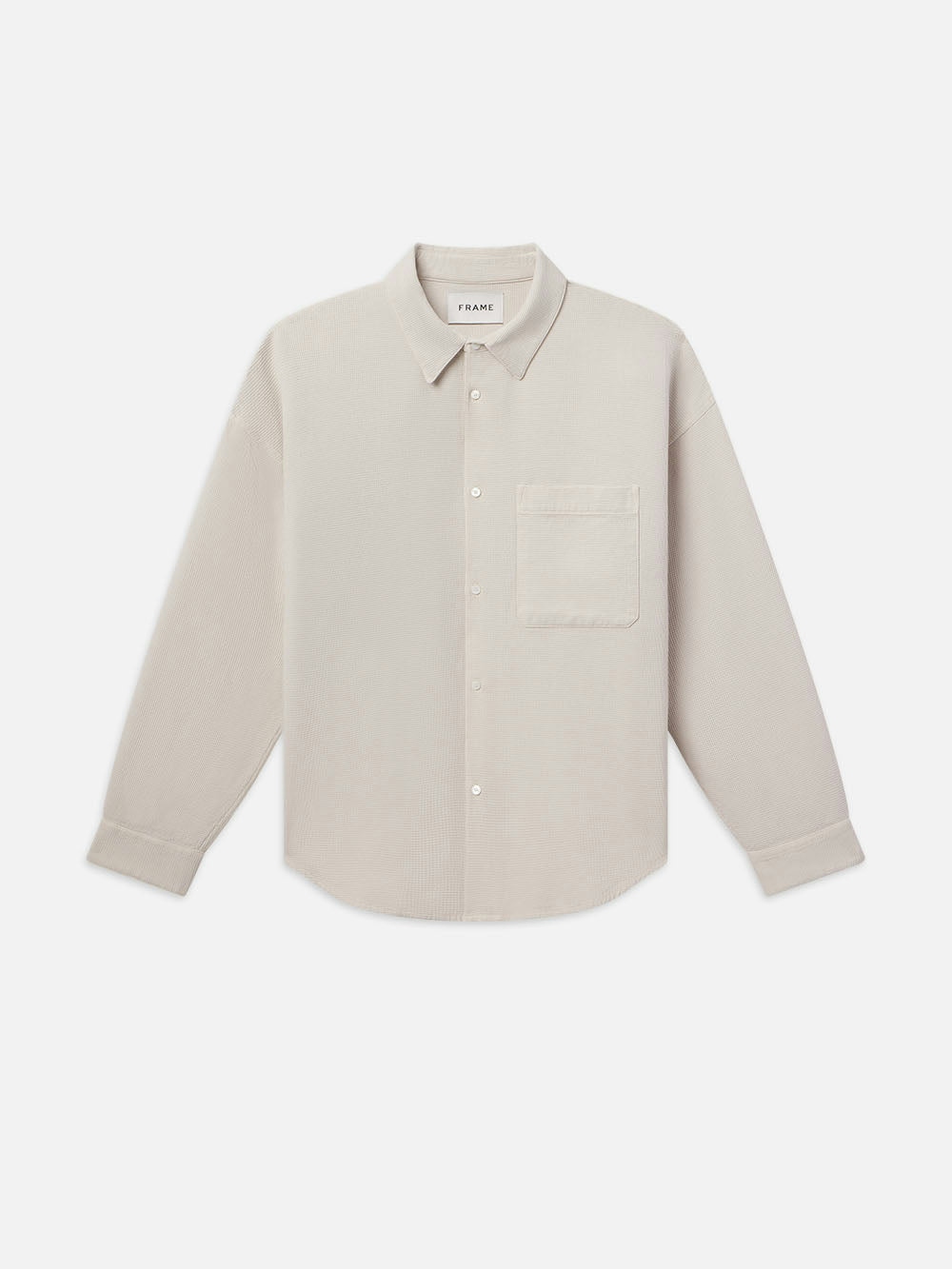frame Waffle Textured Shirt in Off White