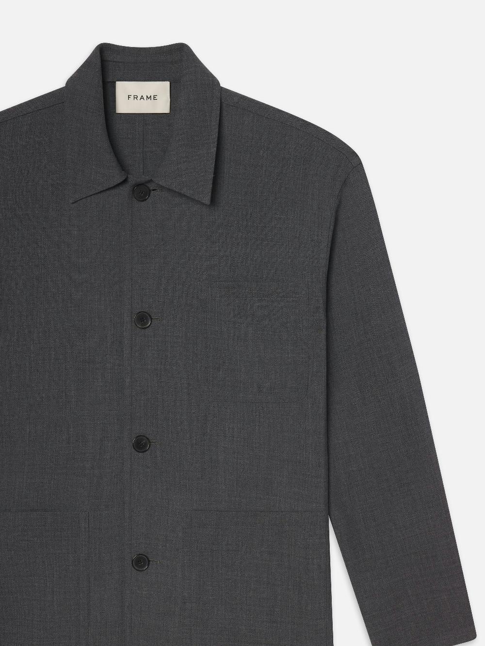 Frame Wool Chore Coat In Charcoal Grey