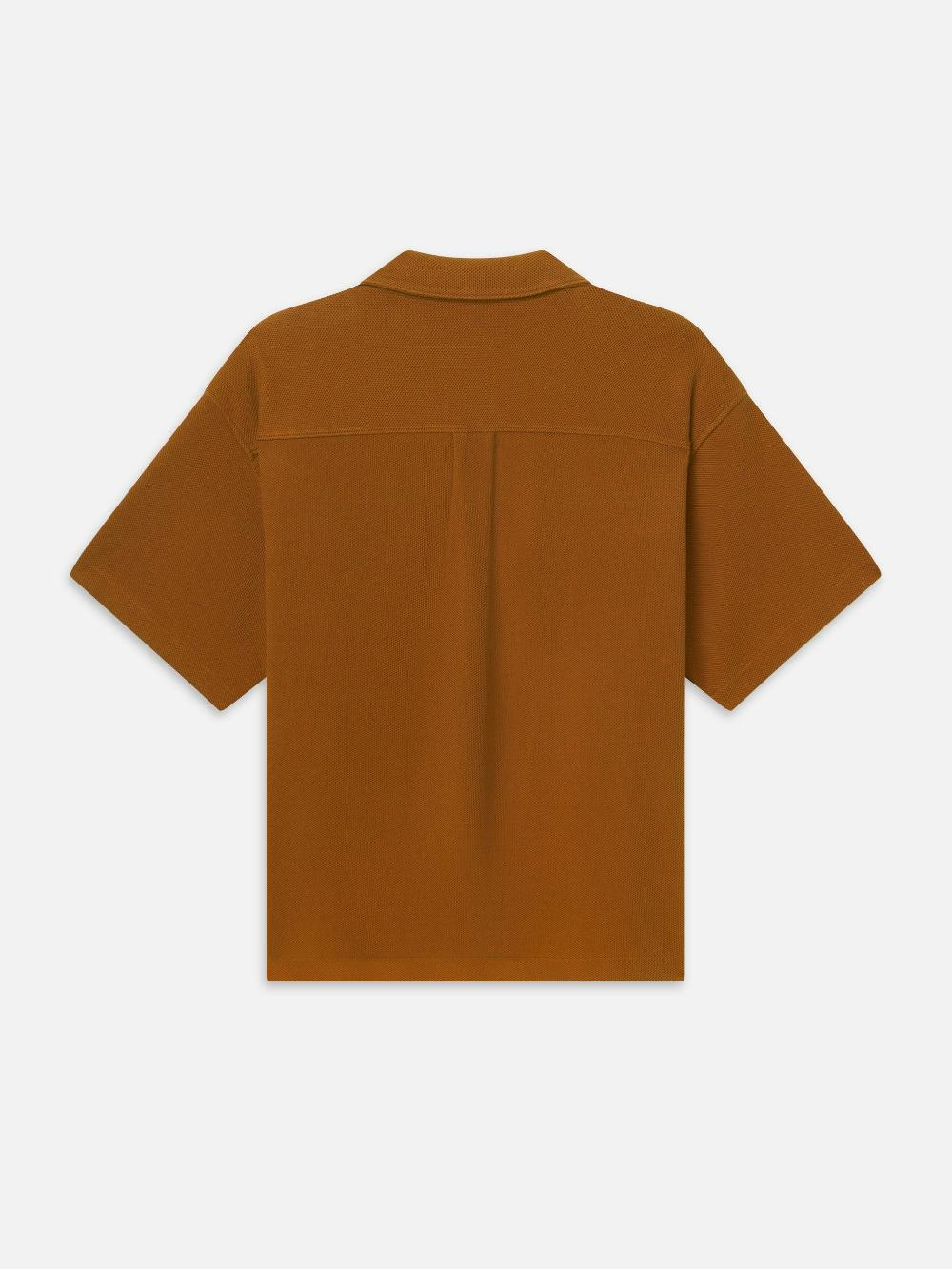 Frame Jacquard Short Sleeve Relaxed Shirt In Dark Orange