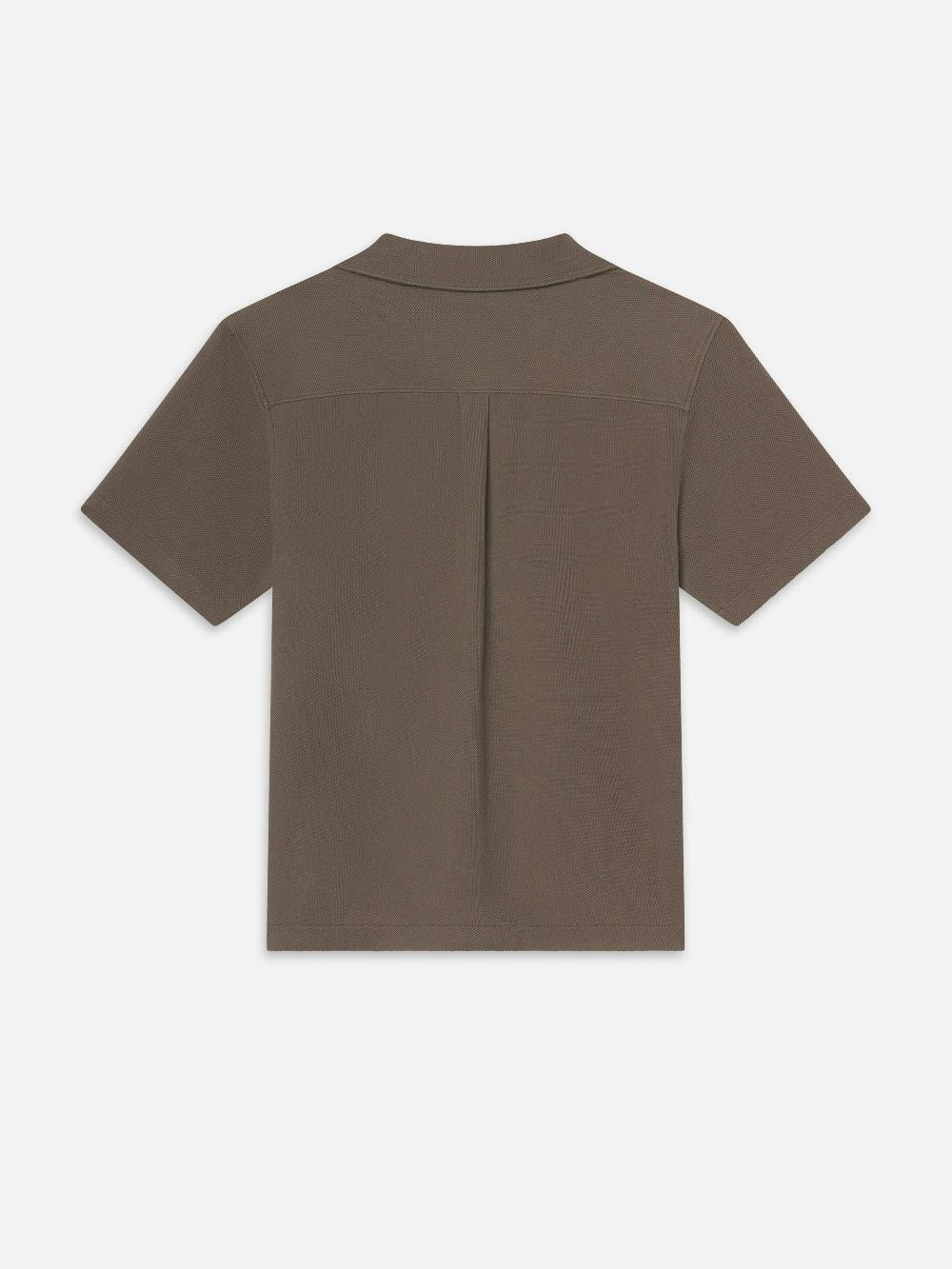 Frame Jacquard Short Sleeve Relaxed Shirt In Dark Sage