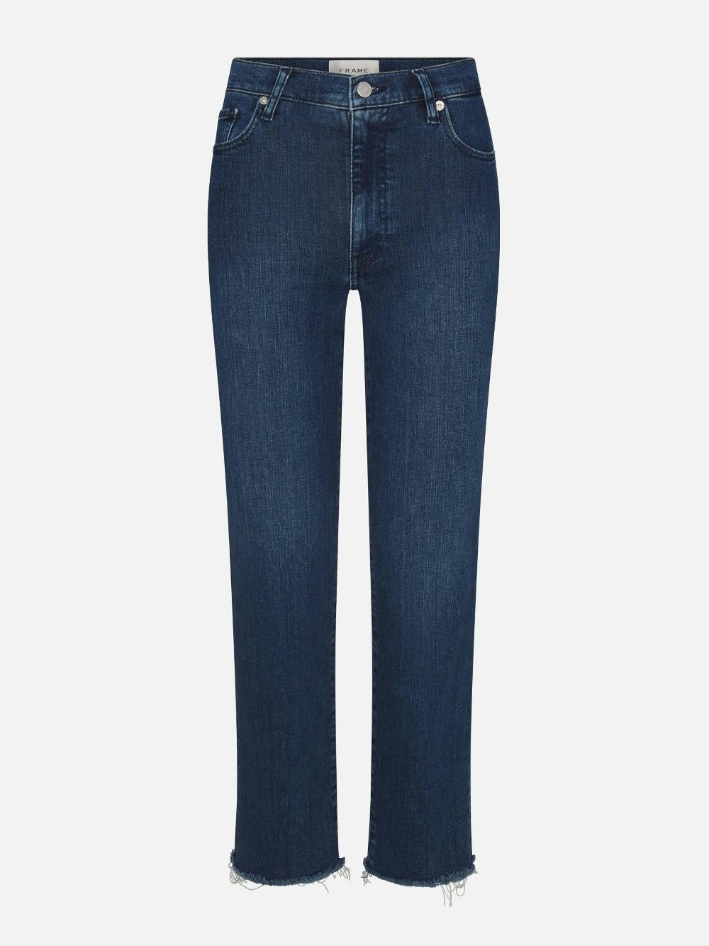 frame Le Sleek Straight Crop in Thunderstorm Raw Fray