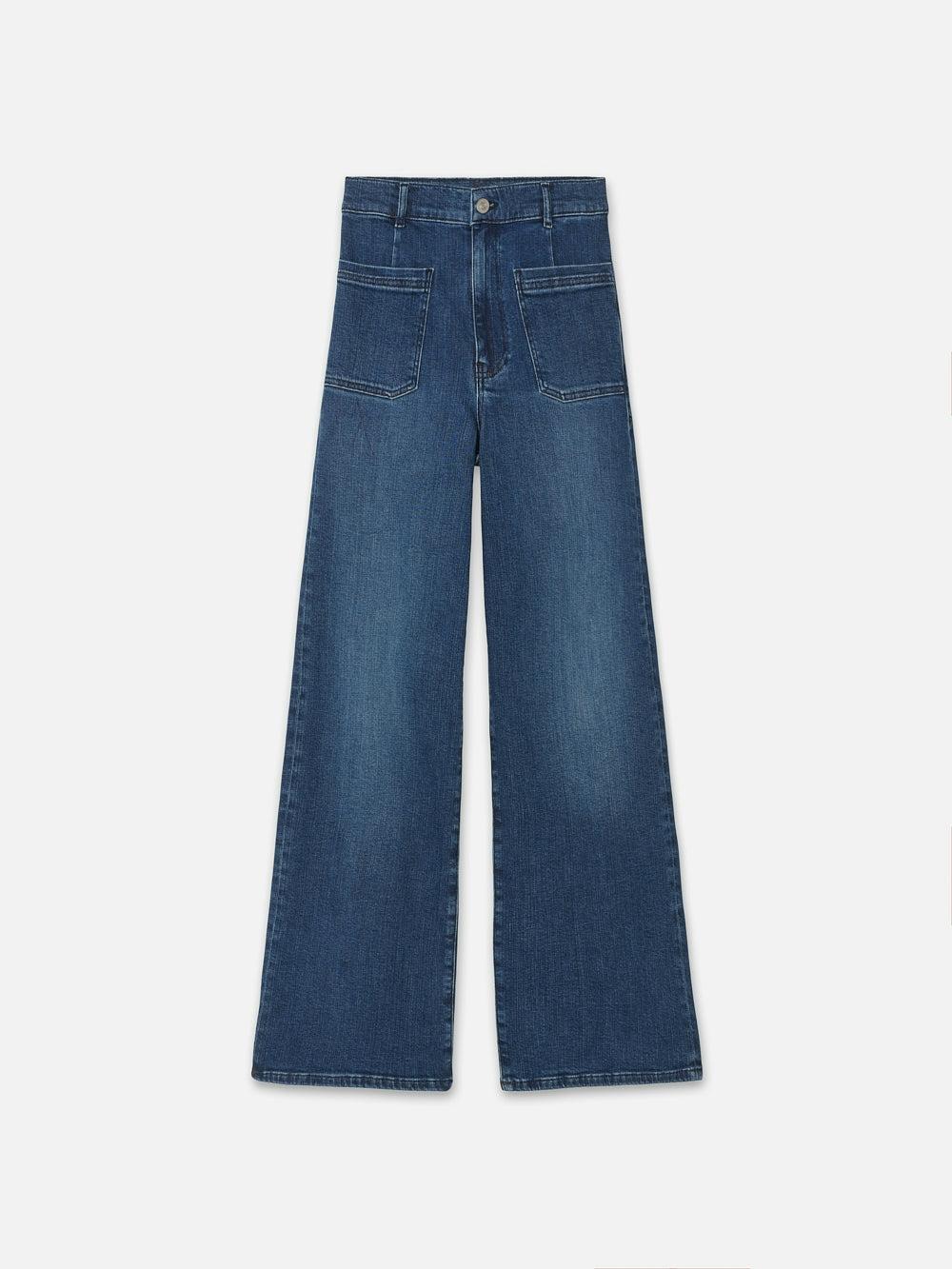 frame Le Slim Palazzo Bardot Pocket in Thunderstorm