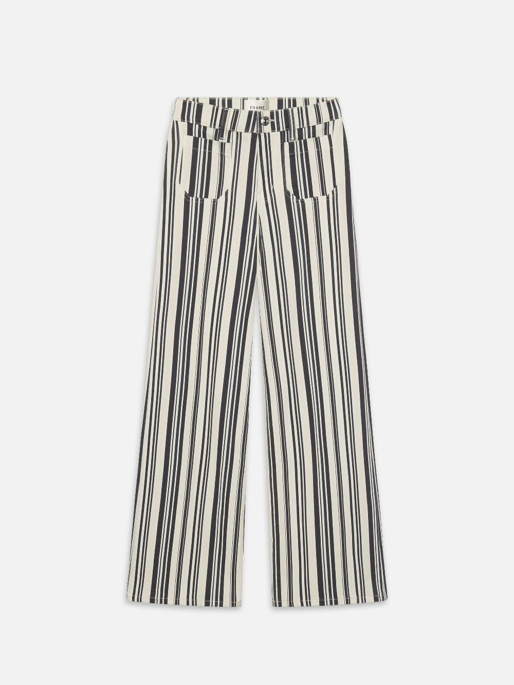 frame Le Slim Palazzo Modernist Pocket in Navy Stripe