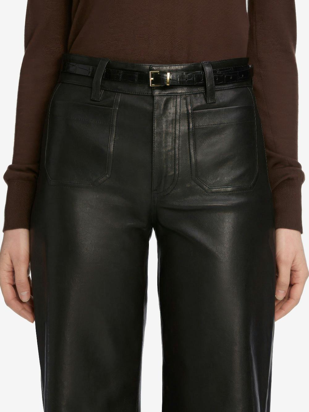 Frame Le Slim Palazzo Modernist Pocket Leather In Black