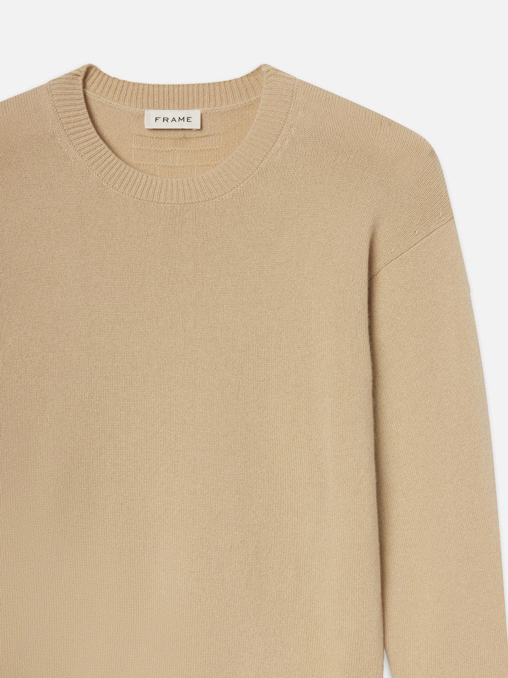 Frame Light Weight Cashmere Crewneck In Summer Beige