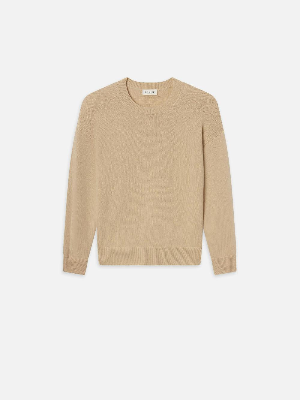 frame Light Weight Cashmere Crewneck in Summer Beige